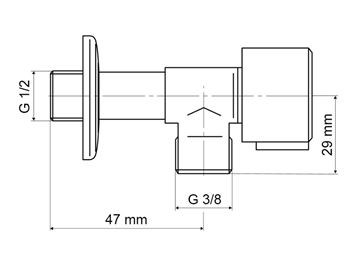 SLOVARM TE-66N  rohový ventil 1/2"x3/8", sada 2 ks, nerez 400260 Technický nákres