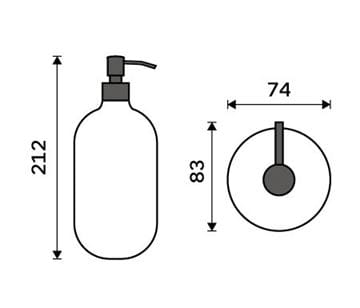 NIMCO ABU dávkovač tekutého mýdla 370 ml, sklo, černá ABC 31-X-90 Technický nákres