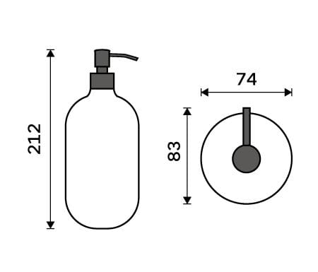 NIMCO ABU dávkovač tekutého mýdla 370 ml, sklo, černá ABC 31-X-90 Technický nákres
