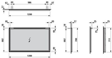 LAUFEN FRAME 25 zrcadlo 120x70 cm H4474079001441 Technický nákres