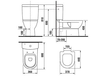 JIKA MIO WC kombi mísa, vario odpad H8237160000001 Technický nákres