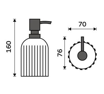 NIMCO AKAYA dávkovač tekutého mýdla 150 ml, černá/akáciové dřevo AK 31 Technický nákres