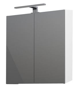 CONCEPT 250 zrcadlová skříňka 60x60x16 cm, osvětlení, s vypínačem a el. zásuvkou, lesklá bílá