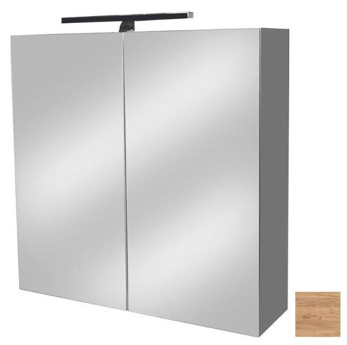EDEN SMARAGD zrcadlová skříňka 60x60x18 cm, osvětlení, lamino, gold craft oak ED221 M26 Obrázek - Hlavní obrázek