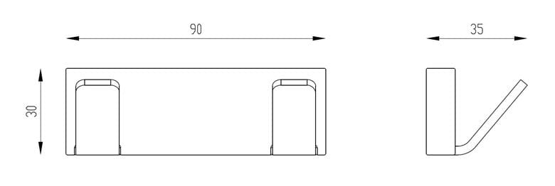 EASY+ dvojháček na ručníky, chrom EASP953-CH Technický nákres