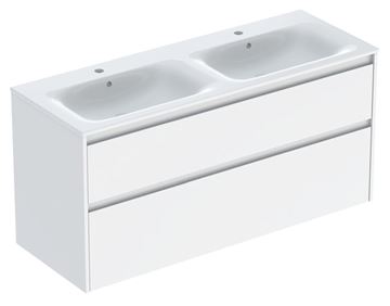 CONCEPT STYLE skříňka s dvojumyvadlem 130x48x62,1 cm, 2 zásuvky, lesklá bílá