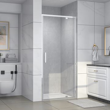 EASY+ sprchové dveře 90x195 cm, pivotové, bright alu/sklo transparent EASDS090BATR Obrázek - fotka