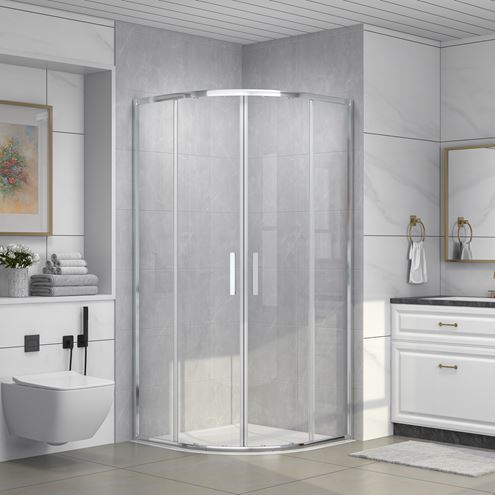 EASY sprchový kout 90x90 cm, R550, posuvné dveře, bright alu/transparent EASKS55090BATR Obrázek - fotka