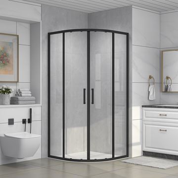 EASY+ sprchový kout 100x100 cm, R550, posuvné dveře, matná černá/sklo transparent EASKS55100CMTR Obrázek - fotka