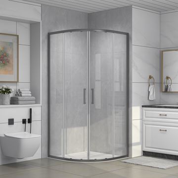 EASY+ sprchový kout 80x80 cm, R550, posuvné dveře, gun metal/sklo transparent EASKS55080GMTR Obrázek - fotka