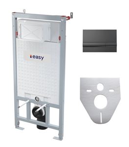 EASY montážní prvek pro WC 112 cm, se splachovací nádržkou a s tlačítkem, černá