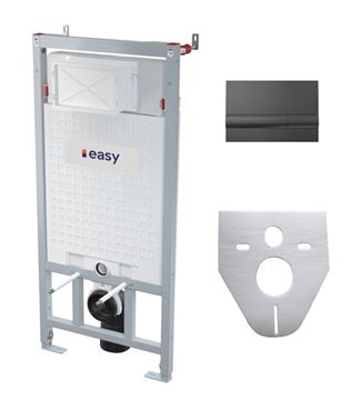 EASY montážní prvek pro WC 112 cm, se splachovací nádržkou a s tlačítkem, černá