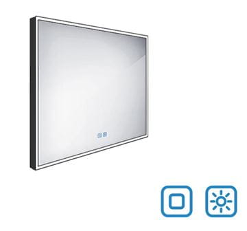 NIMCO ZP 13000 zrcadlo 80x70 cm, reverzibilní, s osvětlením, s regulací stmívání, s regulací teploty světla, se senzorem, matná černá