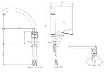 EASY NEW dřezová baterie, chrom EA548.0N Technický nákres