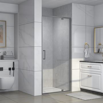 EASY+ sprchové dveře 80x195 cm, pivotové, gun metal/sklo transparent EASDS80GMTR Obrázek - fotka