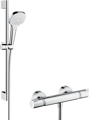 HANSGROHE CROMA SELECT E VARIO sprchový set s termostatickou baterií, ruční sprcha se 3 proudy, tyč, hadice, bílá/chrom 27081400 Obrázek - Hlavní obrázek