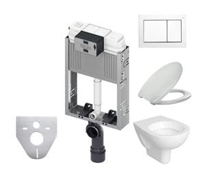 CONCEPT 100 závěsné WC s montážním prvkem TECEbox, sedátko, bílé tlačítko