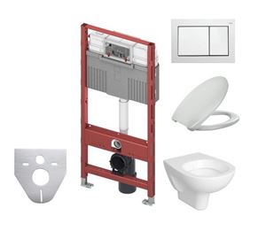 CONCEPT 100 závěsné WC s montážním prvkem TECEprofil, sedátko, bílé tlačítko