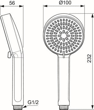 IDEAL STANDARD IDEALRAIN ALU+ ruční sprcha pr. 100 mm, bronz BD580SI Technický nákres