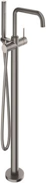 CONCEPT 300 ROUND vanová baterie na podlahu, s přepínačem, se sprchovou soupravou, brushed metallic