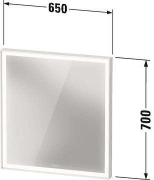 DURAVIT L-CUBE zrcadlo 65x70 cm, s osvětlením, s regulací stmívání, se senzorem LC7380018180100 Technický nákres