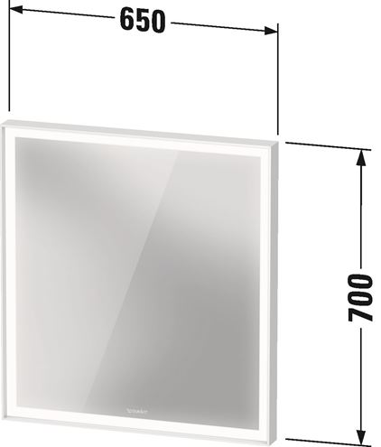 DURAVIT L-CUBE zrcadlo 65x70 cm, s osvětlením, s regulací stmívání, se senzorem LC7380018180100 Technický nákres