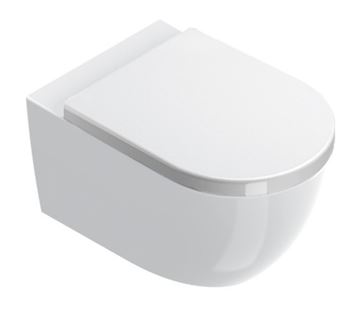 CATALANO SFERA NEW závěsné WC, se SoftClose sedátkem, Silentech splachování, Cataglaze+Silver Titanium, lesklá bílá