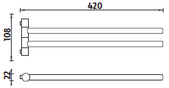 NIMCO BORMO držák ručníků 420 mm, dvojramenný, otočný, chrom BR 11096-26 Technický nákres