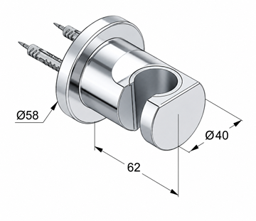 KLUDI NOVA FONTE nástěnný držák ruční sprchy, kartáčovaný gun metal 20552N2-15 Technický nákres