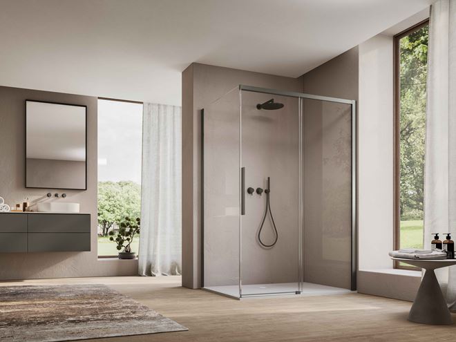 RONAL ORIANA D36S2 sprchové dveře 120x200 cm, posuvné, gun metal brushed/čiré sklo D36S2 120 26 07 Obrázek - fotka