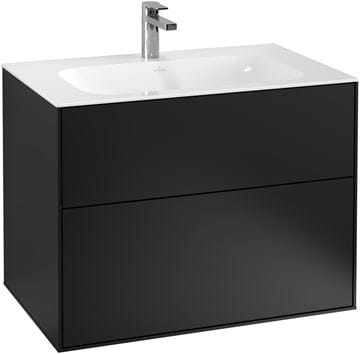 VILLEROY & BOCH FINION skříňka pod umyvadlo 79,6x49,8x59,1 cm, 2 zásuvky, Push-open, Black Matt Lasquer