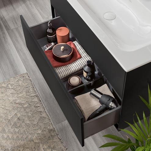 VILLEROY & BOCH FINION skříňka pod umyvadlo 79,6x49,8x59,1 cm, 2 zásuvky, Push-open, Black Matt Lasquer F01000PD Obrázek - fotka
