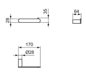 IDEAL STANDARD CONCA držák toaletního papíru, nástěnný, kartáčované zlato T4497A2 Technický nákres