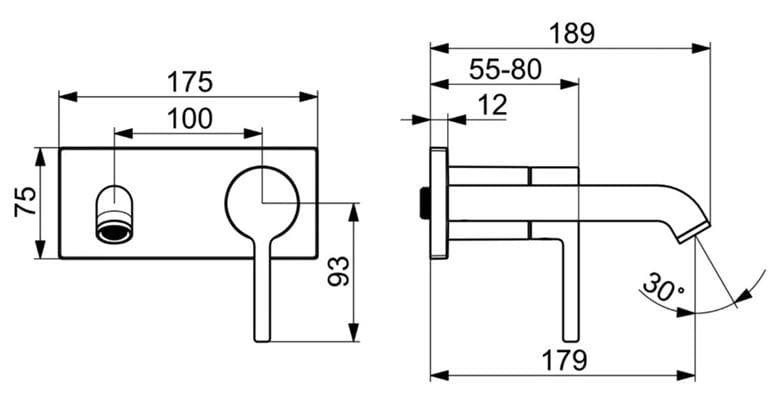 HANSA VANTIS STYLE umyvadlová podomítková baterie, broušený bronz 5480210781 Technický nákres