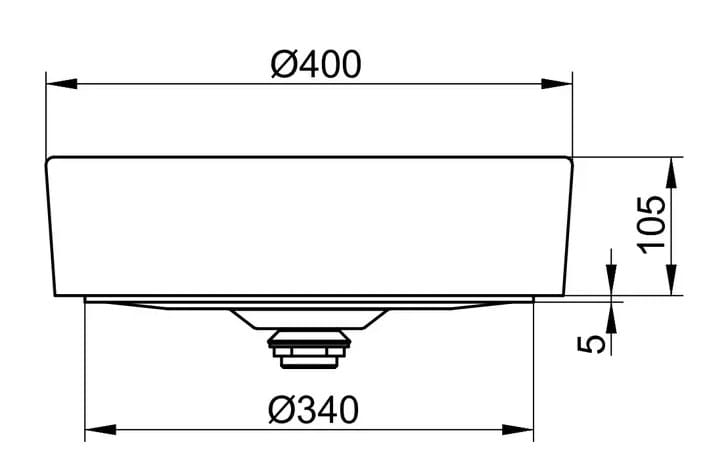 KEUCO STAGELINE umyvadlová mísa 40 cm, bez přepadu 32880310400 Technický nákres