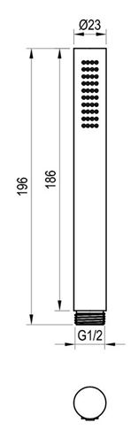 RAVAK 951.20BLM ruční sprcha 186 mm, matná bílá X07P682 Technický nákres