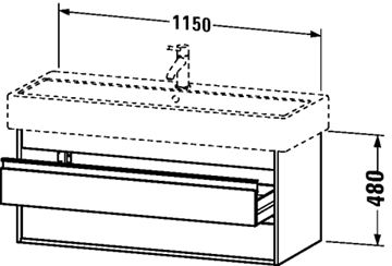 DURAVIT KETHO skříňka pod umyvadlo 115x44x48 cm, 2 zásuvky, Graphit matt KT663904949 Technický nákres