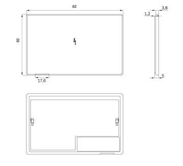 INDA ZARA+ zrcadlo 82x82 cm, s osvětlením, s regulací stmívání a teploty světla S781220GF Technický nákres