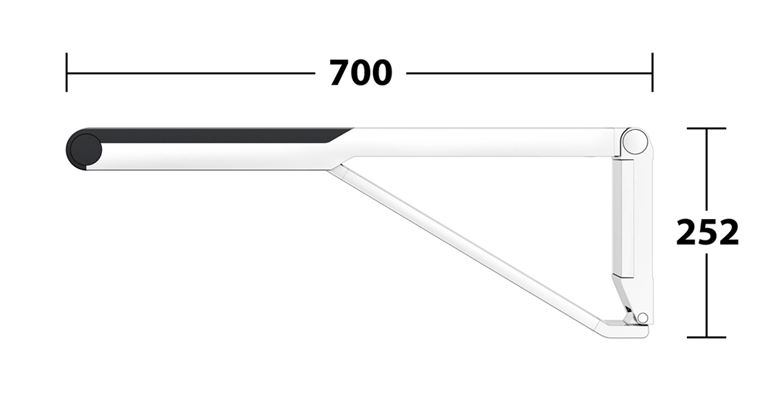 KEUCO AXESS sklopné madlo 650 mm, chrom/černá 35003010737 Technický nákres