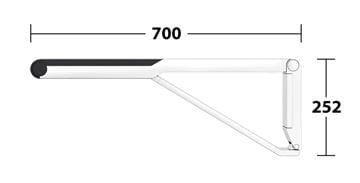 KEUCO AXESS sklopné madlo 650 mm, chrom/černá 35003010737 Technický nákres