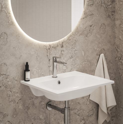 RAVAK CHROME SLIM umyvadlo 60 cm, s otvorem pro baterii a přepadem, litý mramor XJG01160001 Obrázek - fotka