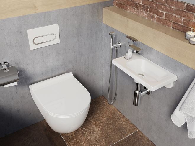 RAVAK CHROME umývátko 40 cm, s otvorem pro baterii vlevo, bez přepadu, litý mramor XJGL1100000 Obrázek - fotka