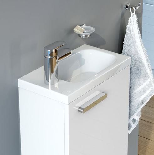 RAVAK CHROME umývátko 40 cm, s otvorem pro baterii vlevo, bez přepadu, litý mramor XJGL1100000 Obrázek - fotka