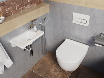 RAVAK CHROME umývátko 40 cm, s otvorem pro baterii vpravo, bez přepadu, litý mramor XJGP1100000 Obrázek - fotka