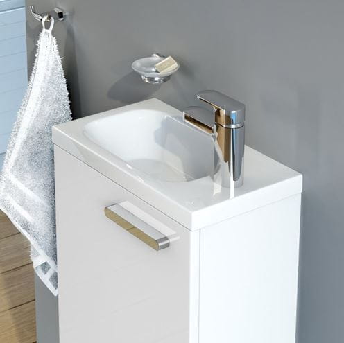 RAVAK CHROME umývátko 40 cm, s otvorem pro baterii vpravo, bez přepadu, litý mramor XJGP1100000 Obrázek - fotka