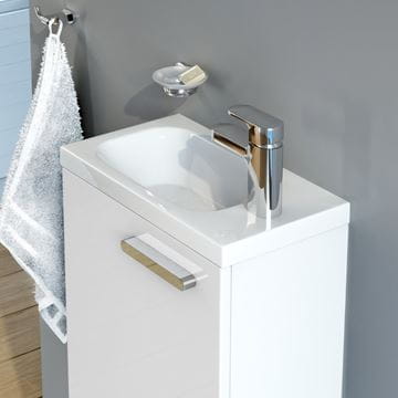 RAVAK CHROME umývátko 40 cm, s otvorem pro baterii vpravo, bez přepadu, litý mramor XJGP1100000 Obrázek - fotka