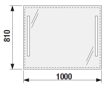 JIKA CLEAR zrcadlo 100x81 cm, s osvětlením H4557651731441 Technický nákres