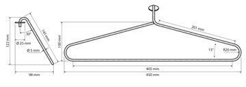 BEMETA věšák pro elektrický sušák ručníků 450 mm, bílá 704151914 Technický nákres