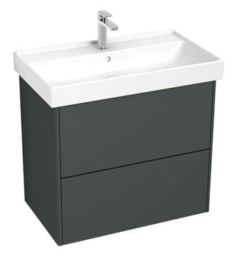 LAUFEN FIORA skříňka pod umyvadlo 75,9x45,3x67,4 cm, 2 zásuvky, Push-open, lesklá šedá