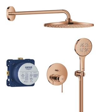 GROHE ESSENCE NEW sprchový set s podomítkovou baterií, horní sprcha, ruční sprcha se 3 proudy, hadice, držák, warm sunset